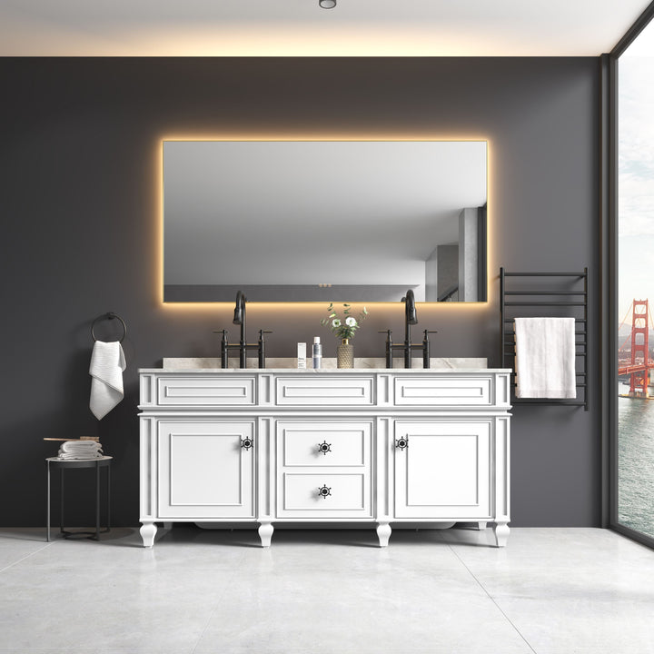 84x 36 Inch Framed LED Mirror Bathroom Vanity Mirror with Back Light