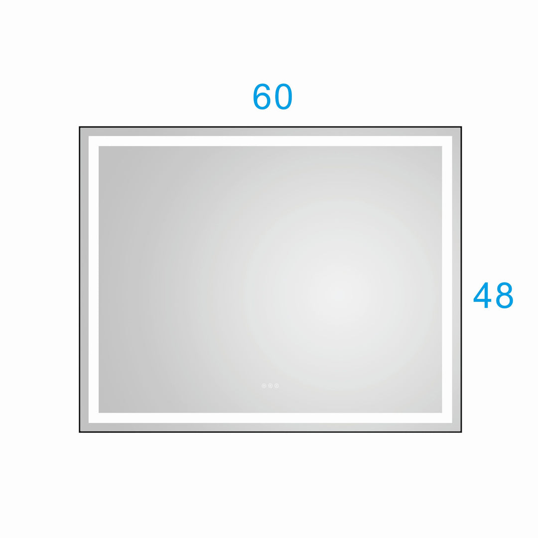 60 in. W x 48 in. H Framed Super Bright Led Bathroom Mirror with Lights
