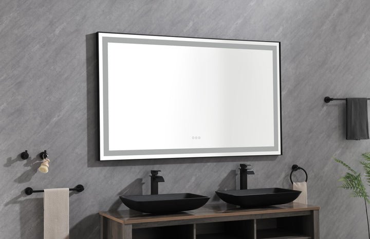 72 in. W x 48 in. H Framed LED Lighted Bathroom Wall Mounted Mirror with High Lumen+Anti-Fog Separately Control