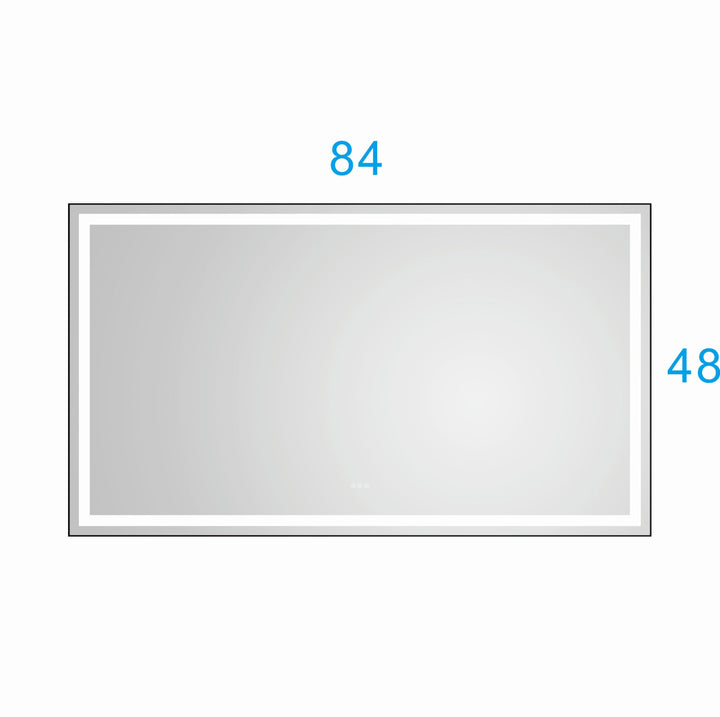 84 in x 48 in Framed Super Bright Led Bathroom Mirror with Lights