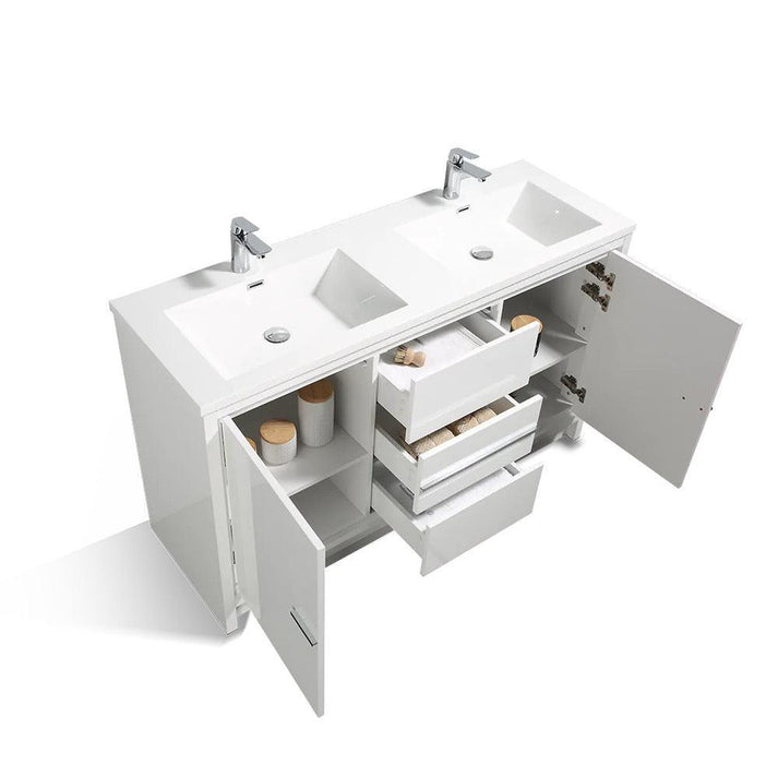 double sink integrated top vanity cabinet