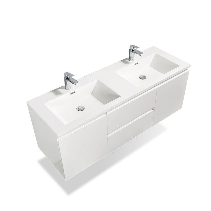 white double  sink bathroom vanity cabinet