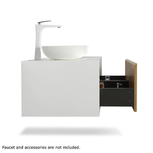 36" Wall Mounted Single Bathroom Vanity with Solid Surface Vanity Top