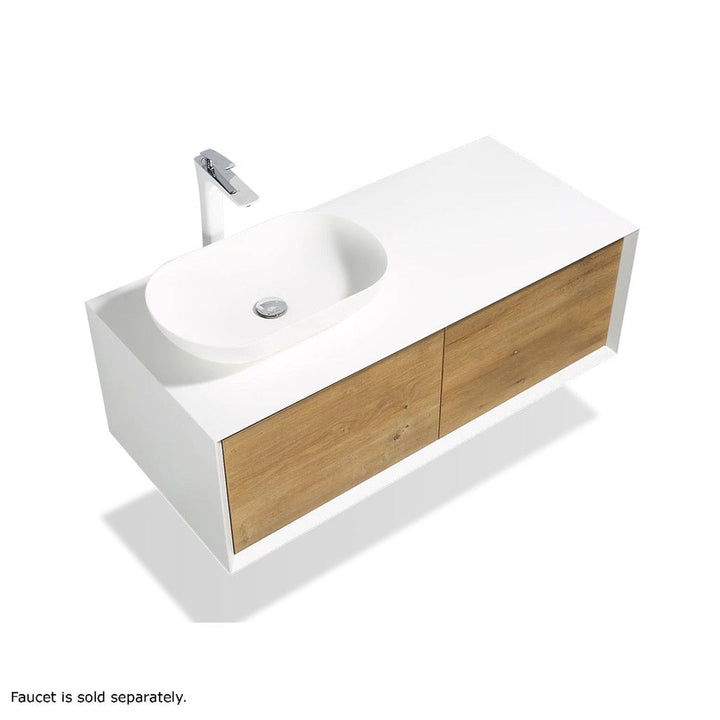 36" Wall Mounted Single Bathroom Vanity with Solid Surface Vanity Top