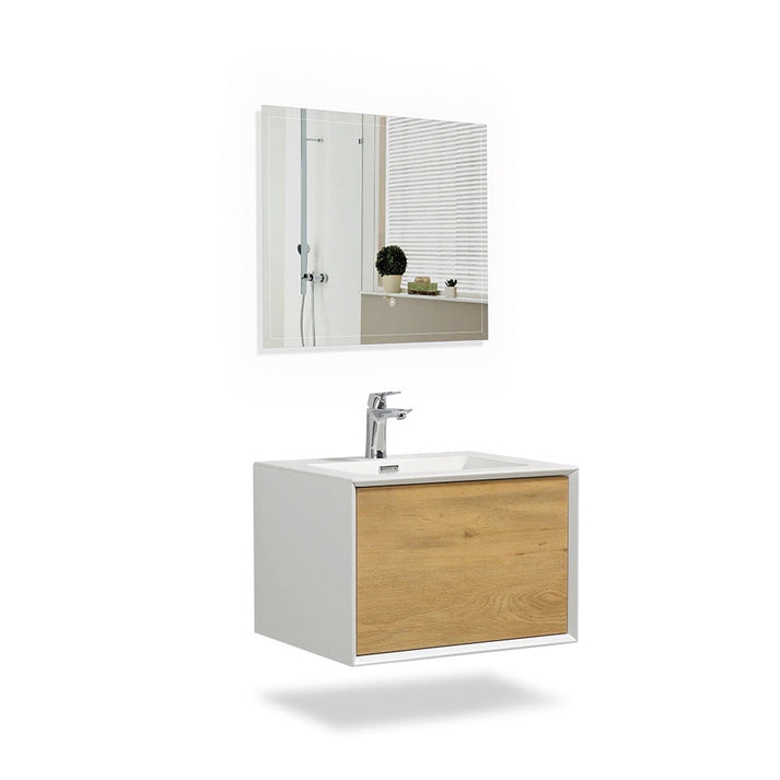 24" Vanity in White Oak with Solid Surface Vanity Top in White with White Basin