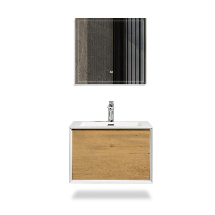 24" Vanity in White Oak with Solid Surface Vanity Top in White with White Basin