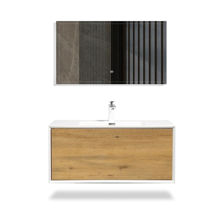 24" Vanity in White Oak with Solid Surface Vanity Top in White with White Basin