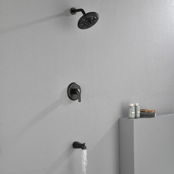 Two Functions Shower Faucet Set With Waterfall Tub Spout Wall Mounted Shower System With Round-in Valve