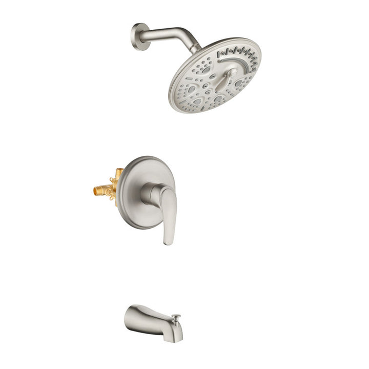 Two Functions Shower Faucet Set With Waterfall Tub Spout Wall Mounted Shower System With Round-in Valve