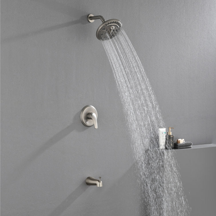 Two Functions Shower Faucet Set With Waterfall Tub Spout Wall Mounted Shower System With Round-in Valve