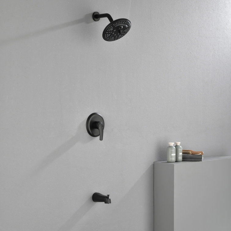 Two Functions Shower Faucet Set With Waterfall Tub Spout Wall Mounted Shower System With Round-in Valve