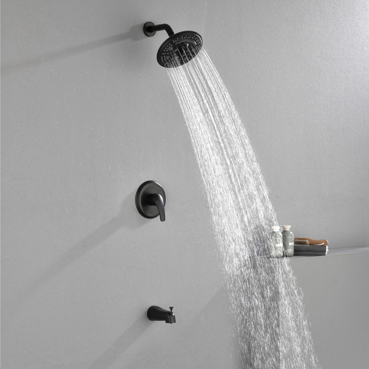 Two Functions Shower Faucet Set With Waterfall Tub Spout Wall Mounted Shower System With Round-in Valve