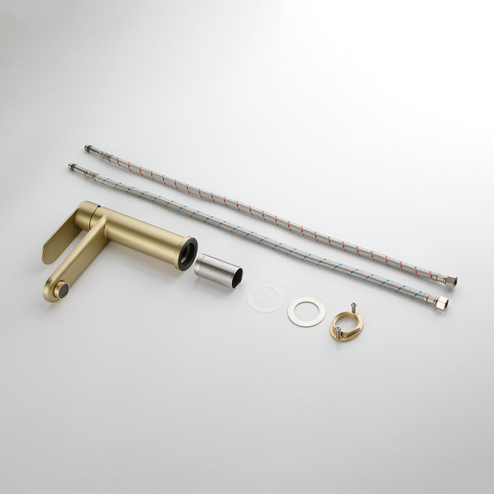 Bathroom Faucet Single Handle Bathroom Sink Faucet Single Hole Basin Vanity Faucet Modern One Hole Bathroom Faucet Golden Brushed