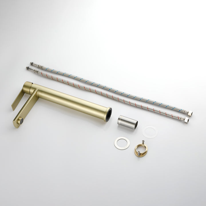 Modern Bathroom Faucet Single Handle Bathroom Sink Faucet Basin Vanity Faucet One Hole Bathroom Faucet Golden Brushed