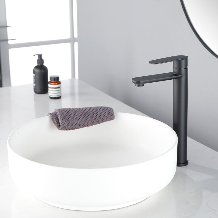 Bathroom Faucet Single Handle Bathroom Sink Faucet Basin Vanity Faucet Deck Mount Modern Bathroom Faucet Matte Black