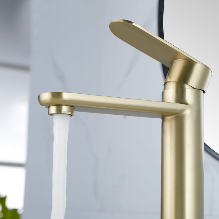 Bathroom Faucet Single Handle Bathroom Sink Faucet Single Hole Basin Vanity Faucet Modern Bathroom Faucet Golden Brushed