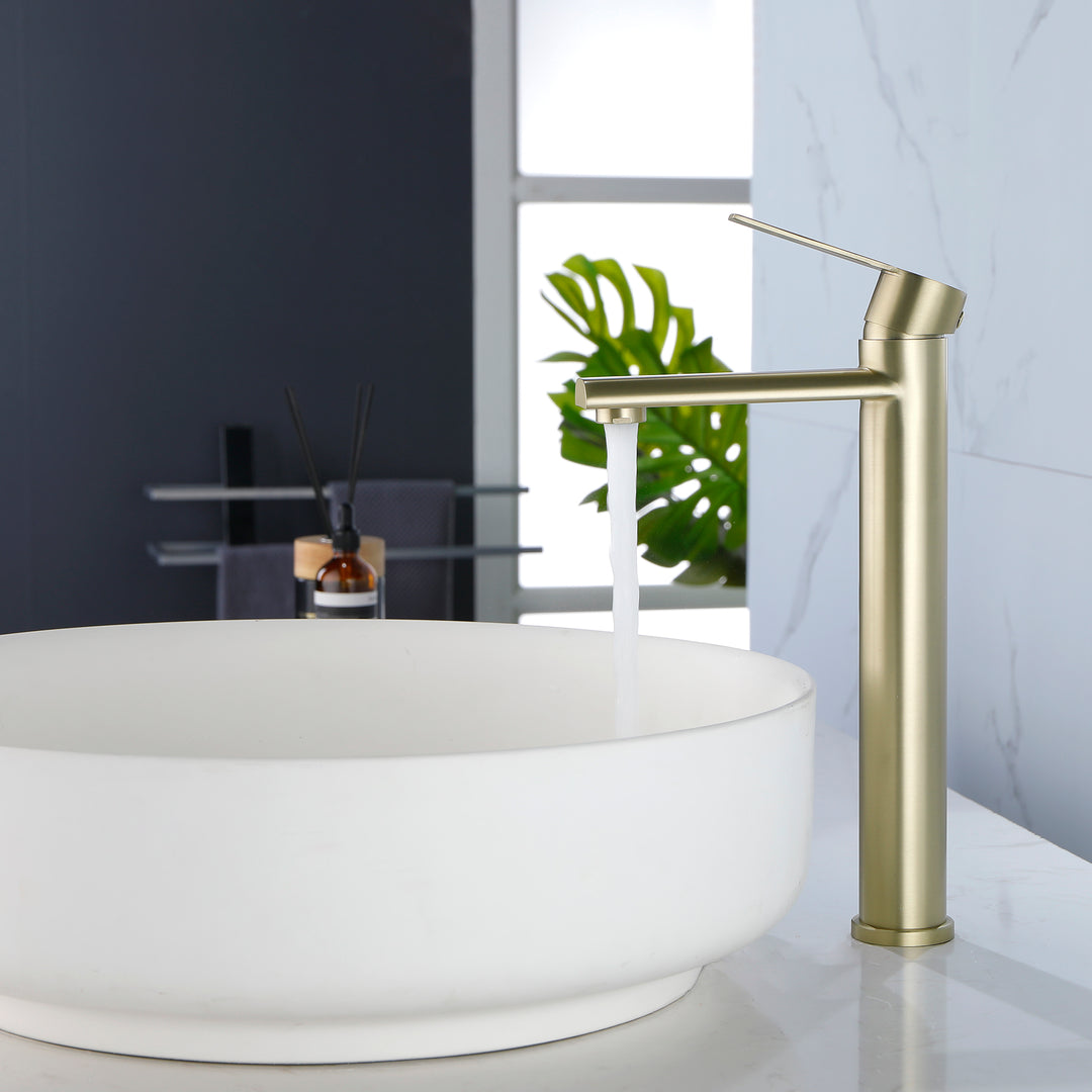 Modern Bathroom Faucet Single Handle Bathroom Sink Faucet Basin Vanity Faucet One Hole Bathroom Faucet Golden Brushed