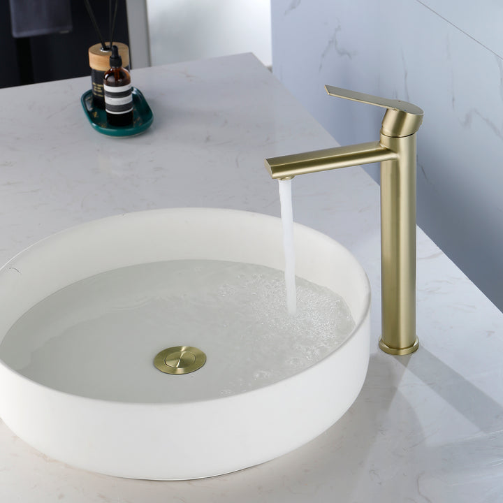 Modern Bathroom Faucet Single Handle Bathroom Sink Faucet Basin Vanity Faucet One Hole Bathroom Faucet Golden Brushed
