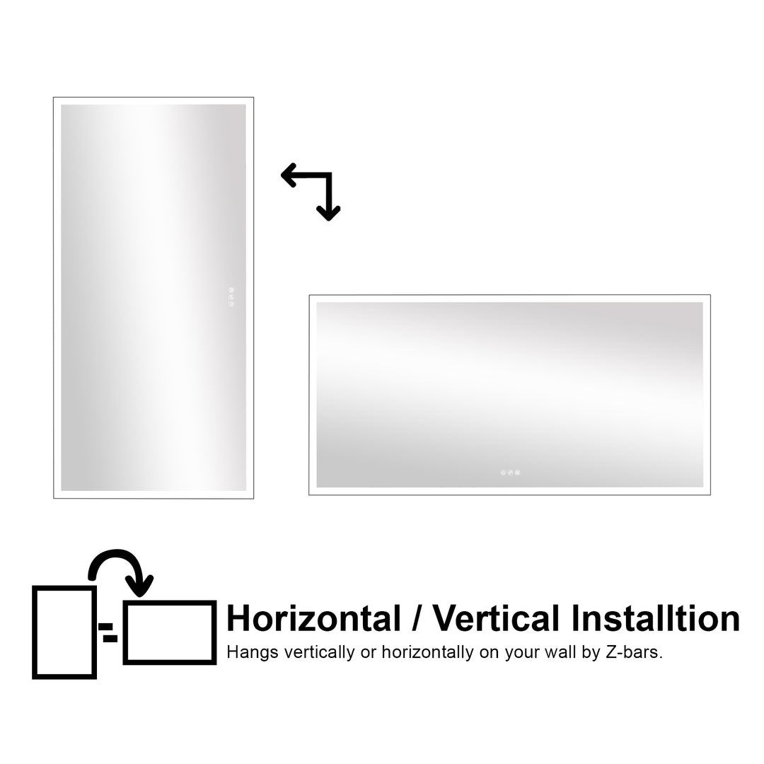 84 in. W x 42 in. H Rectangular Framed LED Light Wall Vertical/Horizontal Bathroom Vanity Mirror