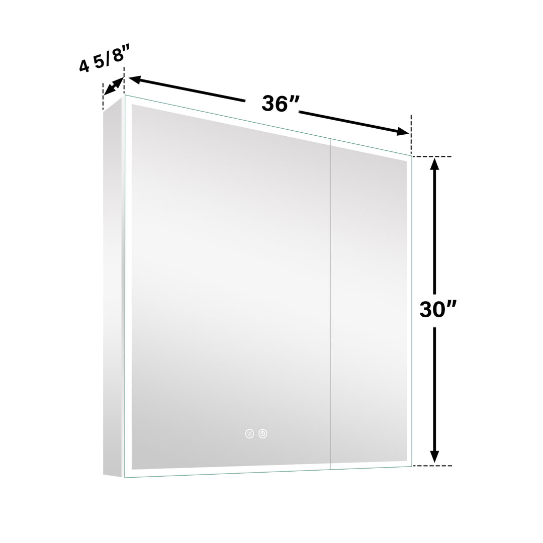 36 in. x 30 in. Rectangular Recessed/Surface Mount Medicine Cabinet with Mirror and LED Light
