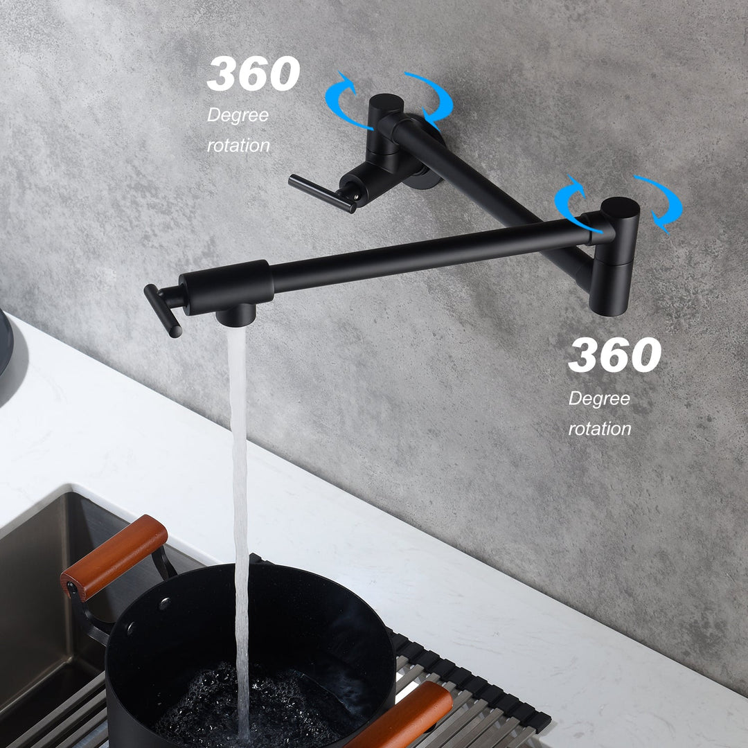Wall Mount Pot Filler Faucet with Single Hole Two Handles