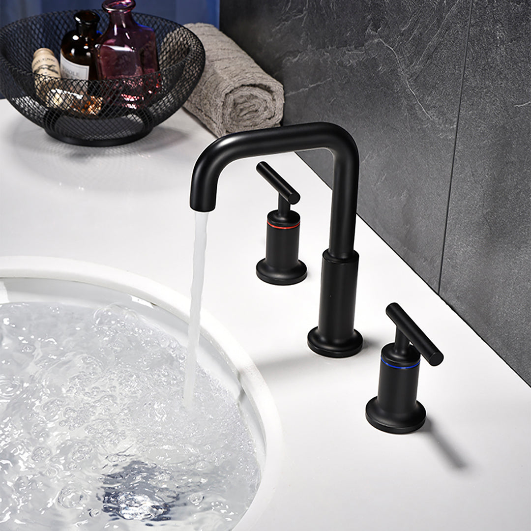 8 in. Widespread 2-Handle Bathroom Faucet with Supply Lines in Matte Black