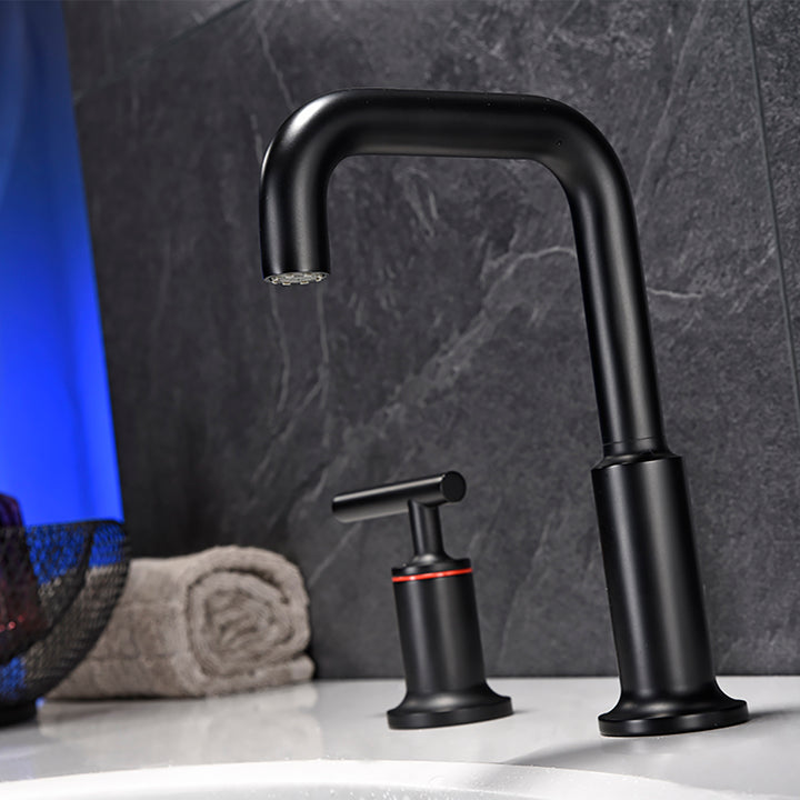 8 in. Widespread 2-Handle Bathroom Faucet with Supply Lines in Matte Black