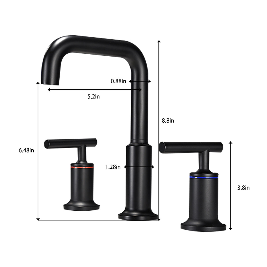 8 in. Widespread 2-Handle Bathroom Faucet with Supply Lines in Matte Black