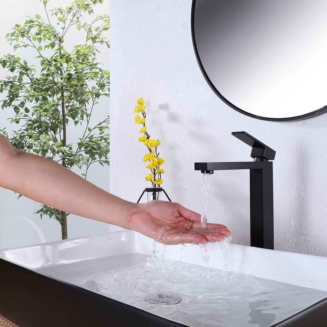 Deck Mount Bathroom Faucet 1-Handle Vessel Bathroom Sink Faucet Matte Black