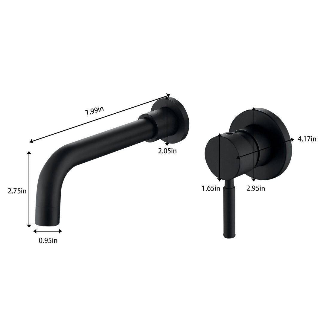 Single-Handle Wall Mount Bathroom Faucet in Matte Black