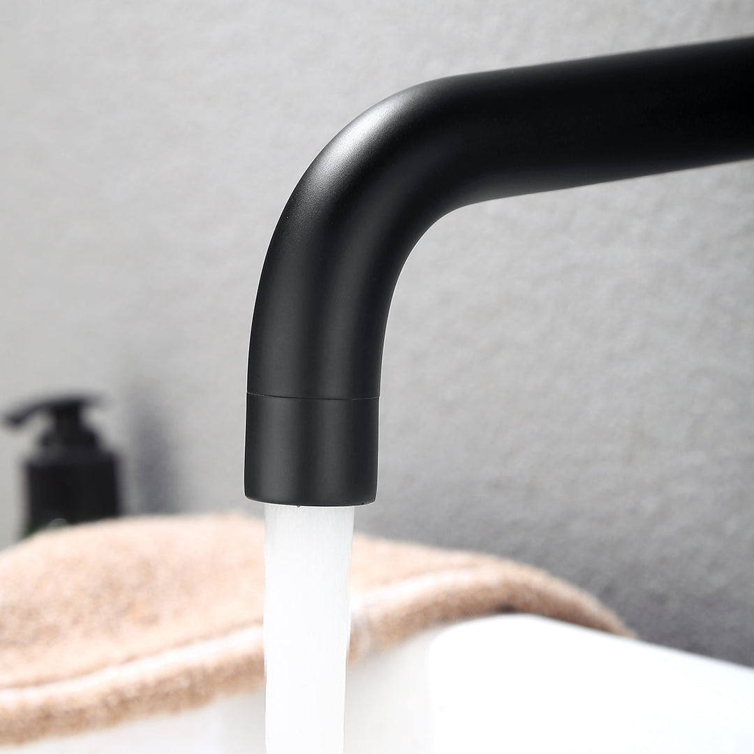 Single-Handle Wall Mount Bathroom Faucet in Matte Black