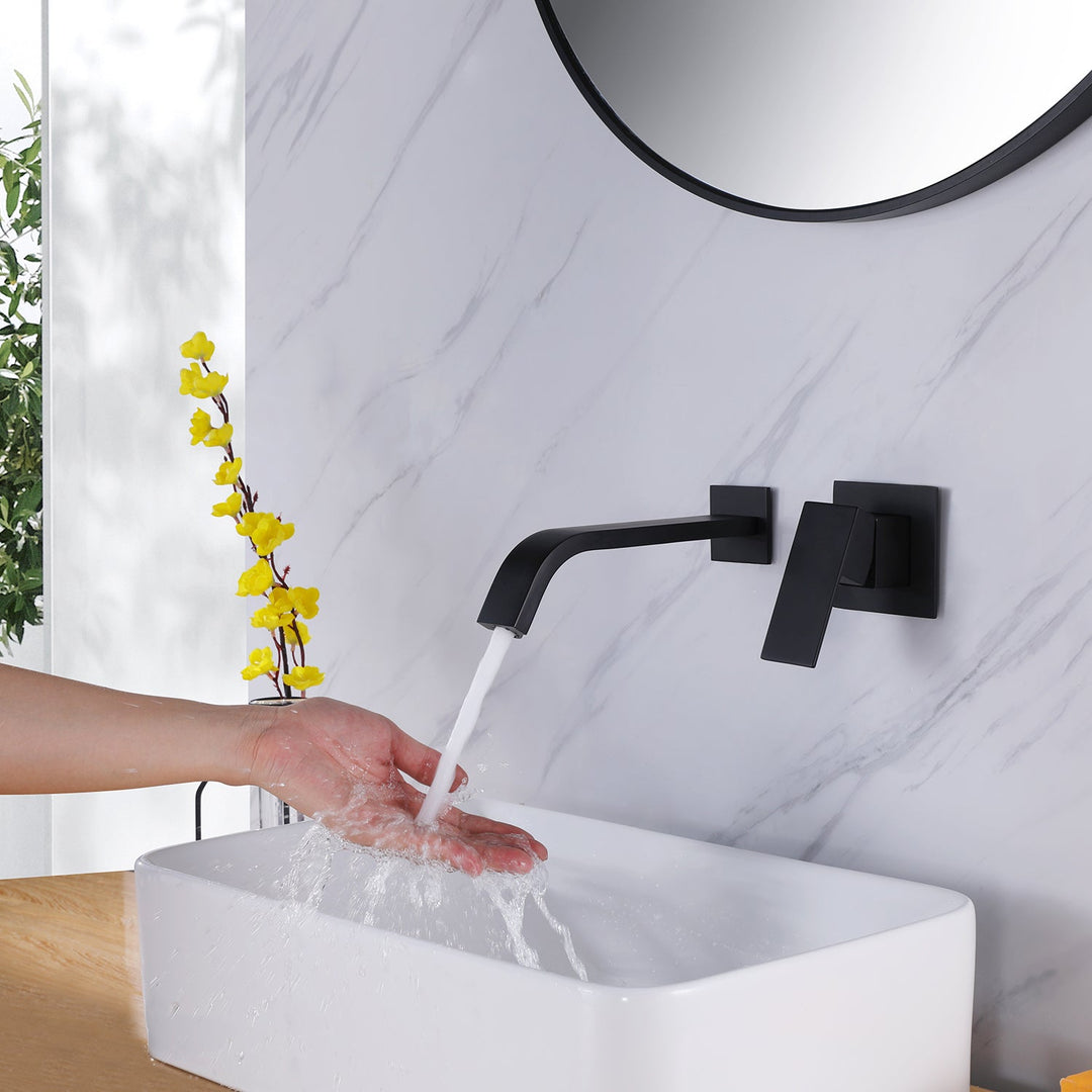 Single-Handle Wall Mounted Bath Faucet in Matte Black
