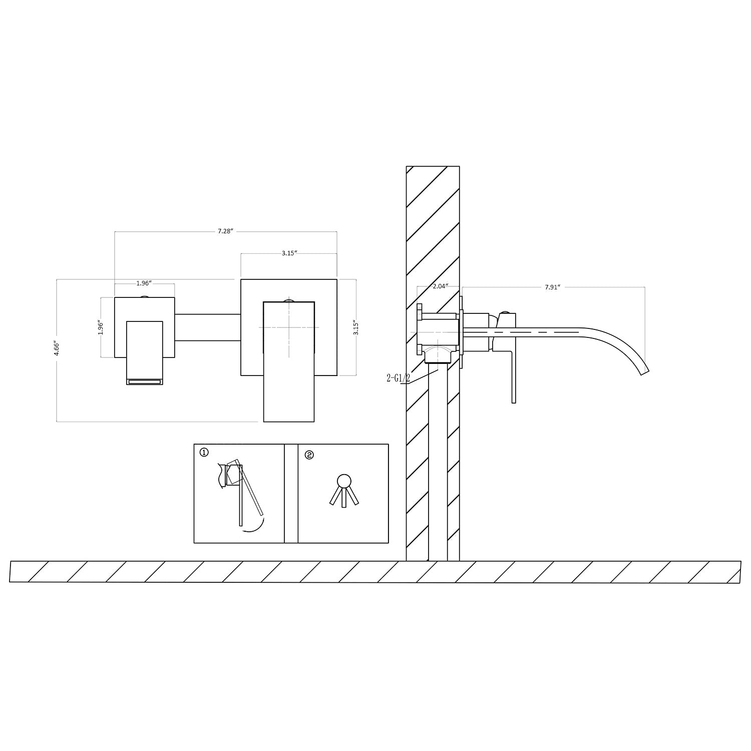 Single-Handle Wall Mounted Bath Faucet