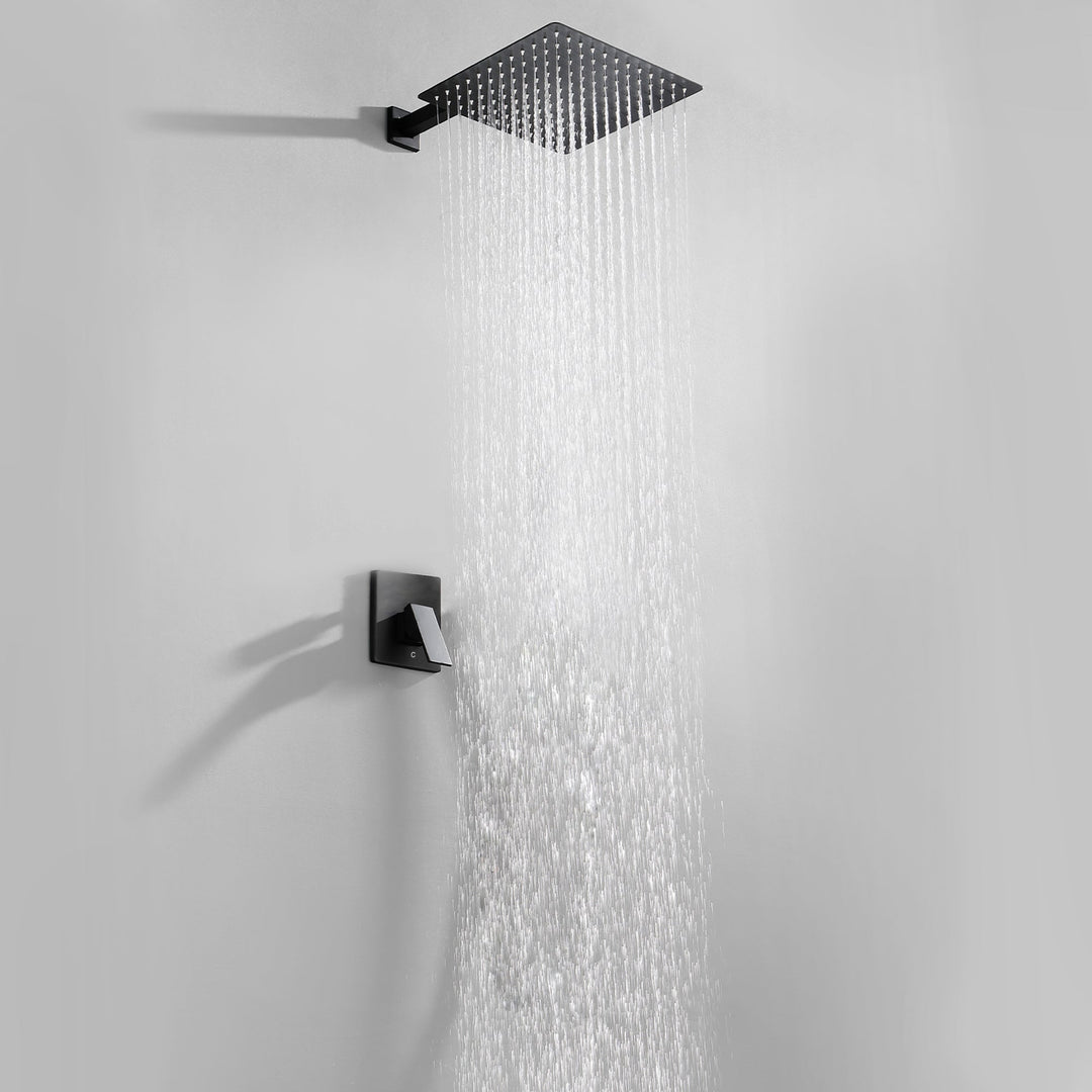 10 inch / 12 inch Modern Wall Mounted Ultra-thin Square Shower Bar System
