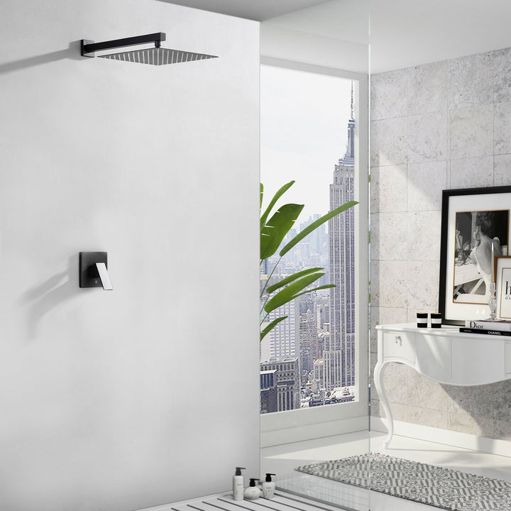 10 inch / 12 inch Modern Wall Mounted Ultra-thin Square Shower Bar System