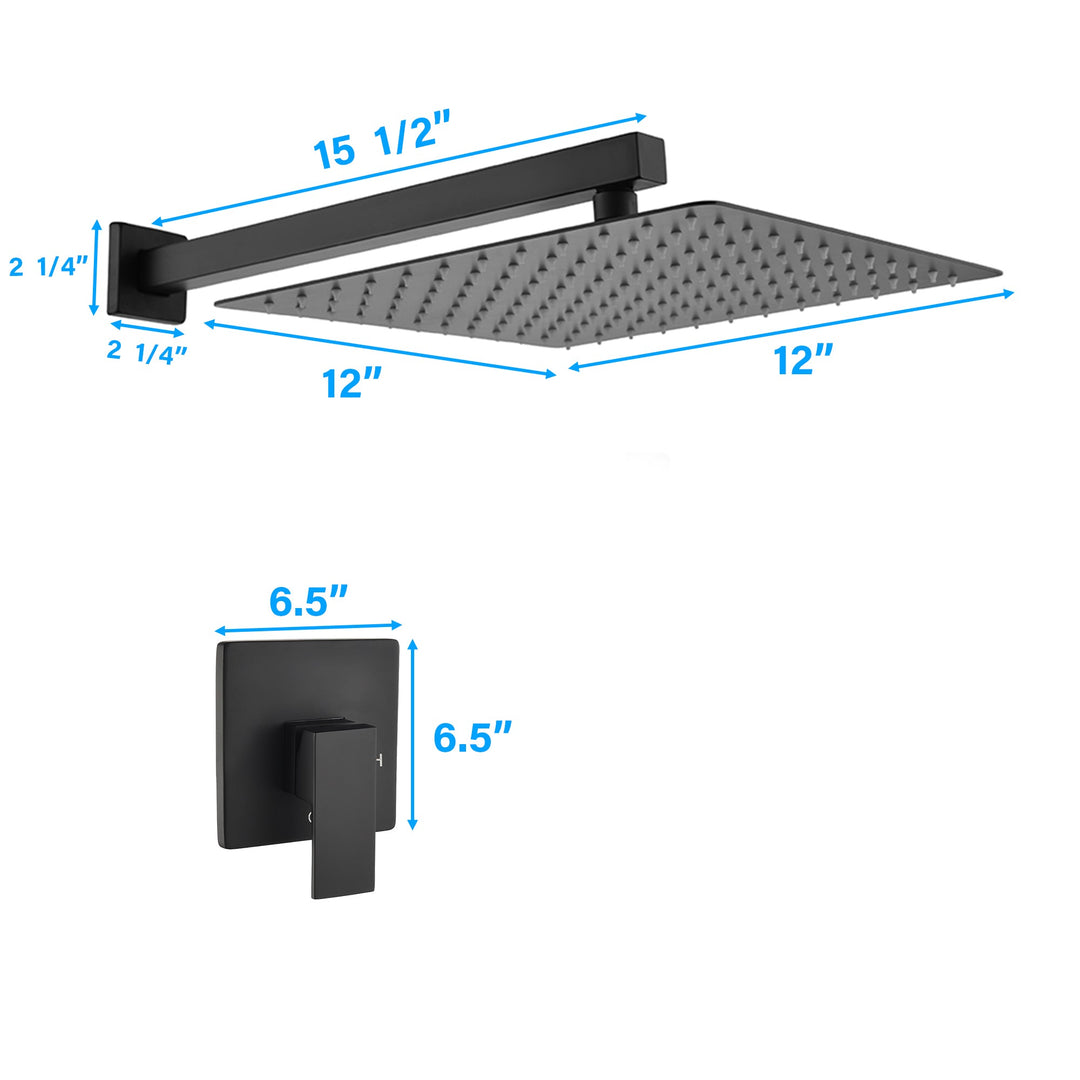 10 inch / 12 inch Modern Wall Mounted Ultra-thin Square Shower Bar System