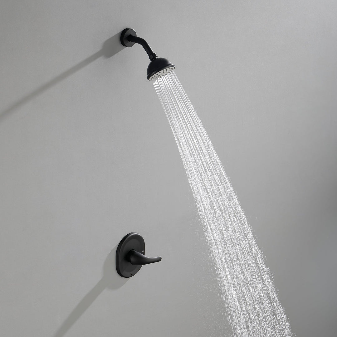 Single-Handle 2-Spray Round High Pressure Shower Faucet in Matte Black (Valve Included)