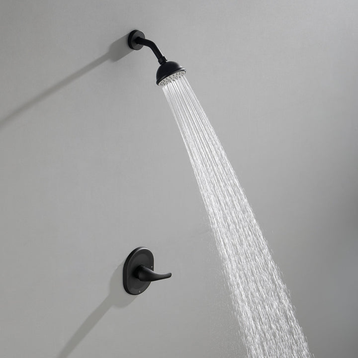 Single-Handle 2-Spray Round High Pressure Shower Faucet in Matte Black (Valve Included)