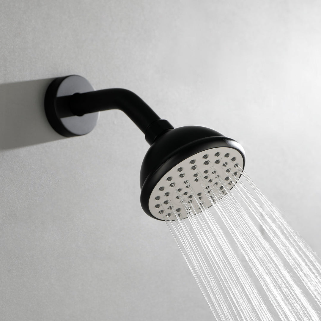 Single-Handle 2-Spray Round High Pressure Shower Faucet in Matte Black (Valve Included)