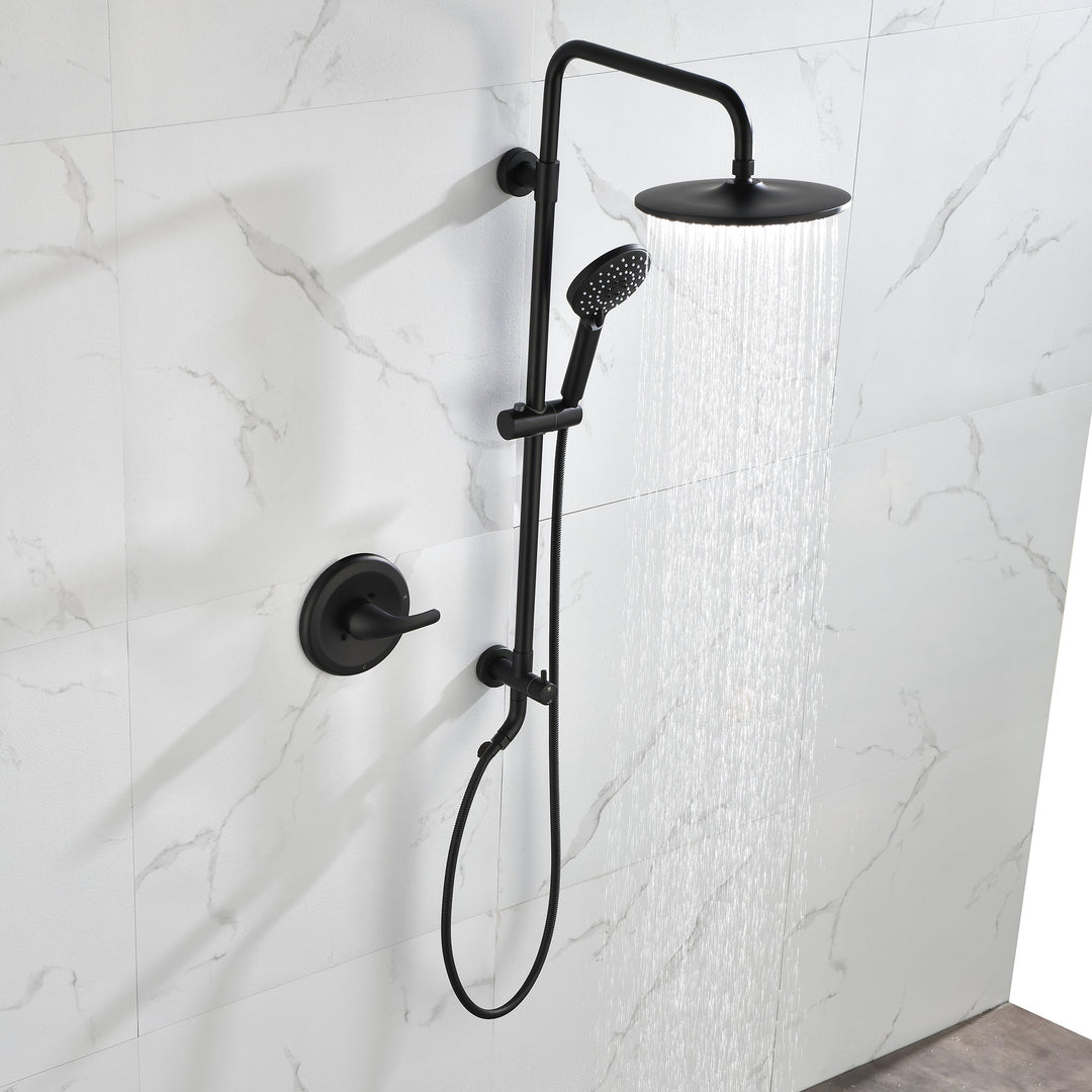 10 in. Wall Mount Dual Shower Heads with Handheld Shower  in Matte Black