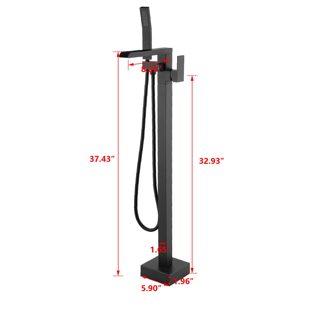 Single Handle Floor Mounted Freestanding Tub Filler With Handheld Shower