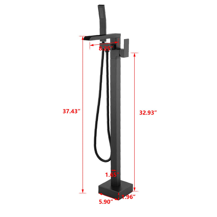 Single Handle Floor Mounted Freestanding Tub Filler With Handheld Shower