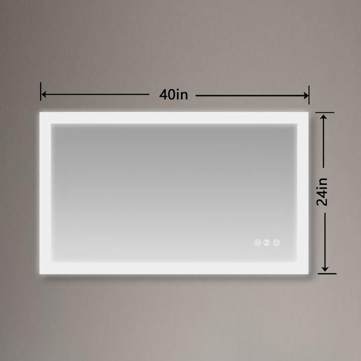 40 in. W x 24 in. H D Frameless LED Bathroom Mirror