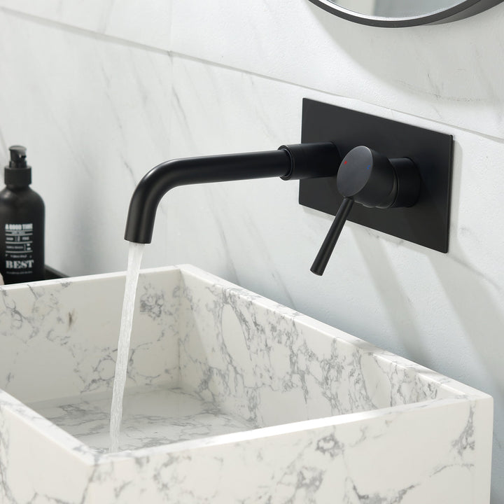 Matte Black Wall Mounted Bathroom Faucet