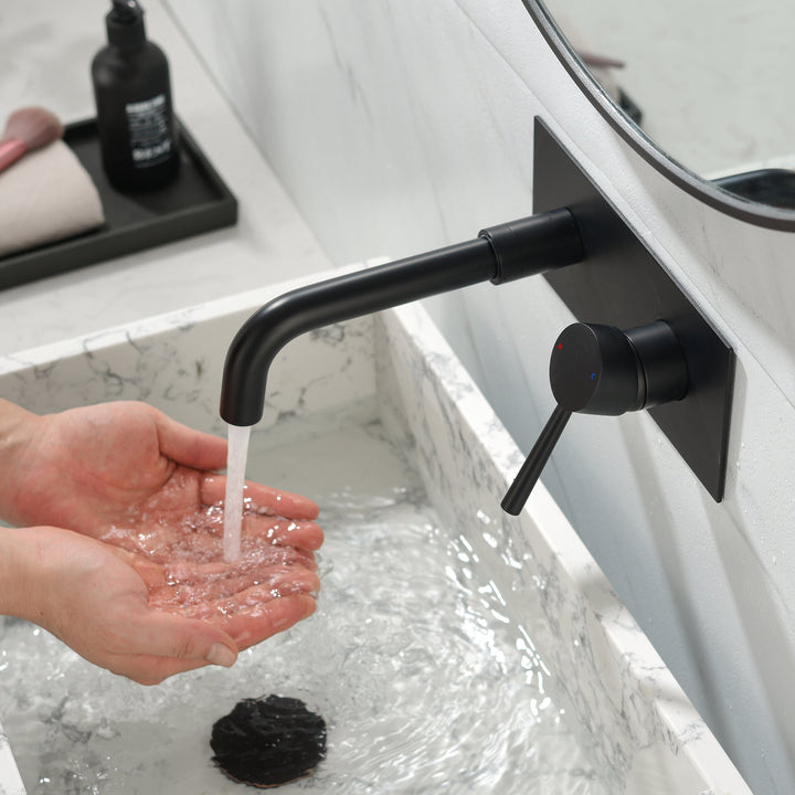 Matte Black Wall Mounted Bathroom Faucet