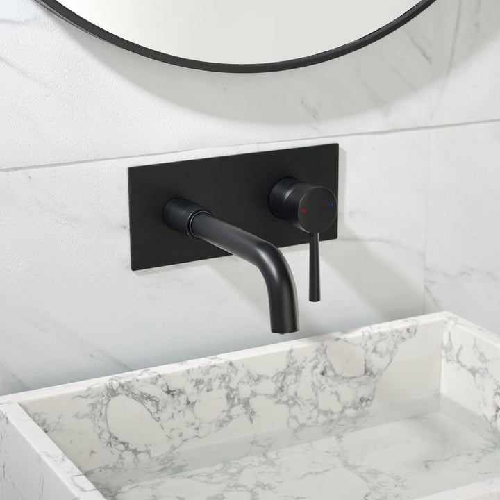 Matte Black Wall Mounted Bathroom Faucet