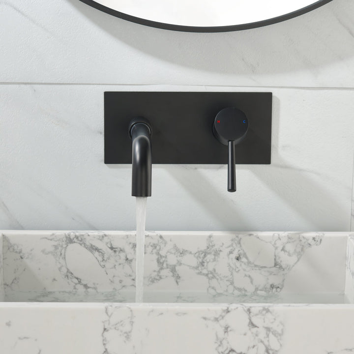 Matte Black Wall Mounted Bathroom Faucet