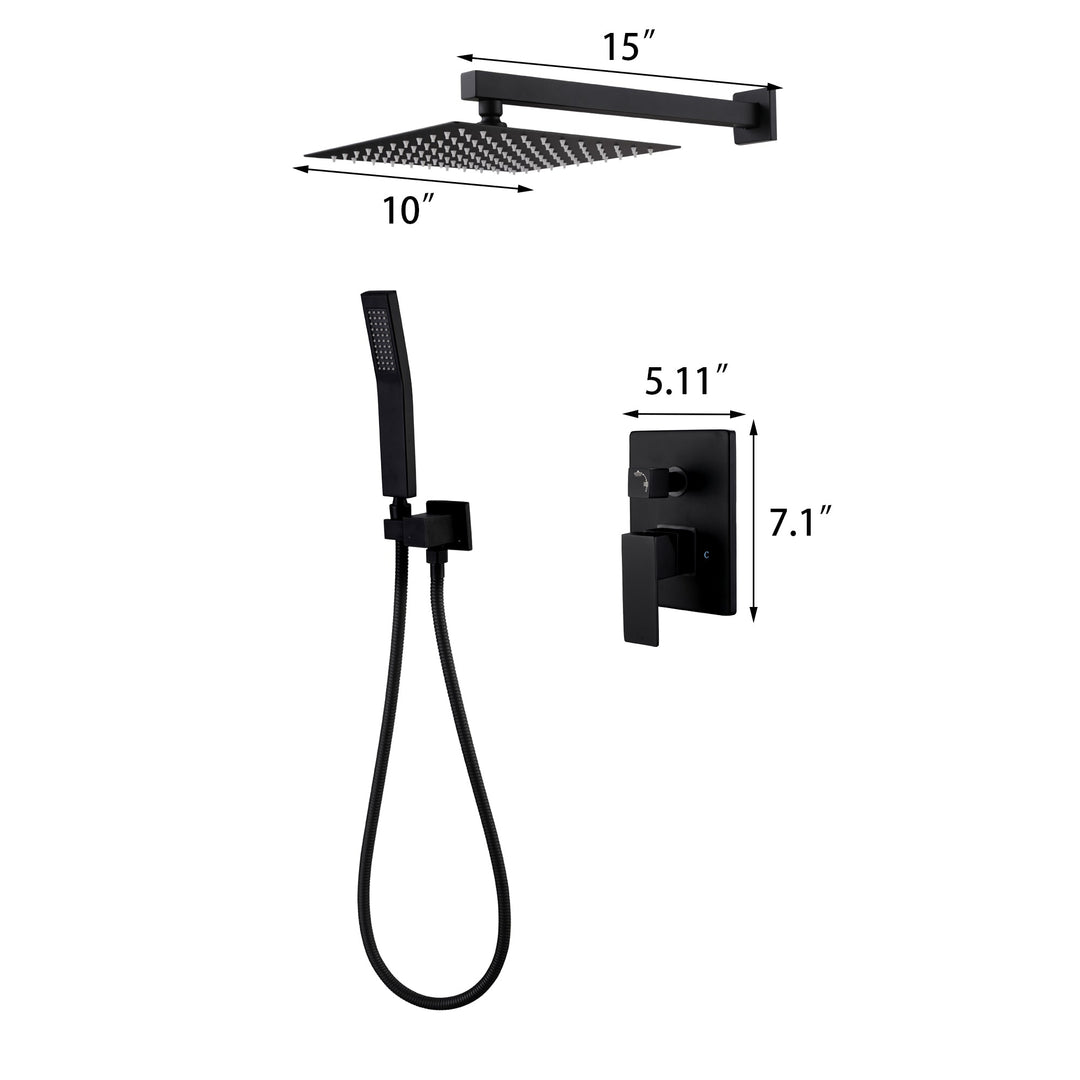 10" Spray Showerhead Ceiling Mounted Shower System in Matte Black