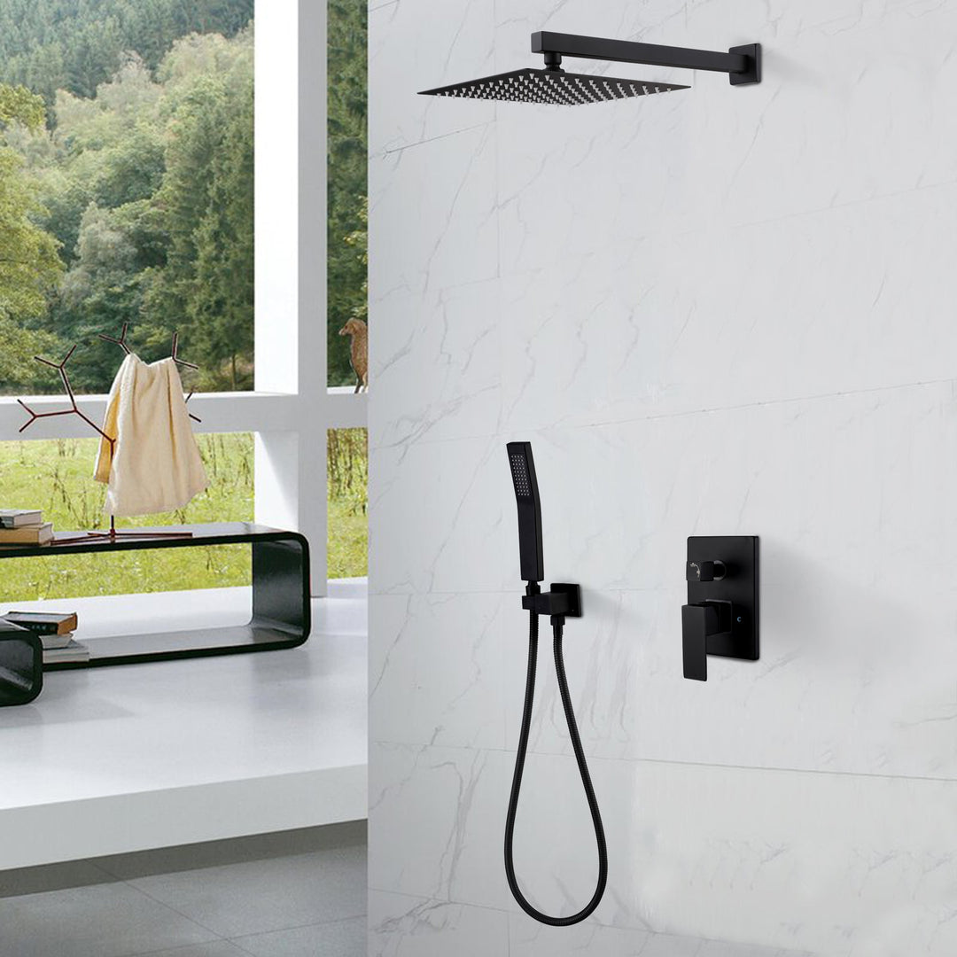 10" Spray Showerhead Ceiling Mounted Shower System in Matte Black