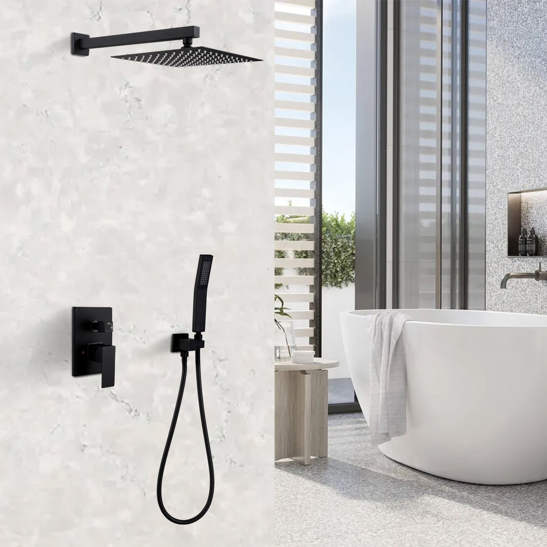 10" Spray Showerhead Ceiling Mounted Shower System in Matte Black